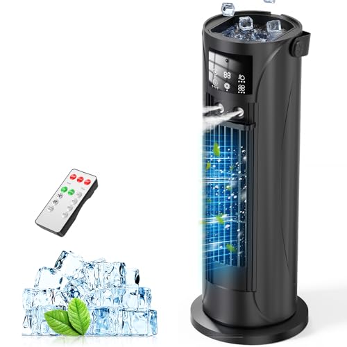 Mobile Klimaanlage – Mini Klimaanlage mit Kühl- und Befeuchtungsfunktion, Wassernebel-Technologie, 4 einstellbare Timer-Stufen, 120° schwenkbarer Luftauslass, für Zuhause, Büro, Schlafzimmer,Schwarz