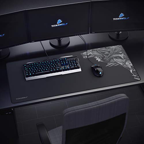 TITANWOLF XXL Speed Gaming Mauspad - 900 x 400mm - XXL Mousepad - Tischunterlage Large Size - mit Titanwolf-Motiv - verbessert Präzision und Geschwindigkeit - rutschfest - strapazierfähig