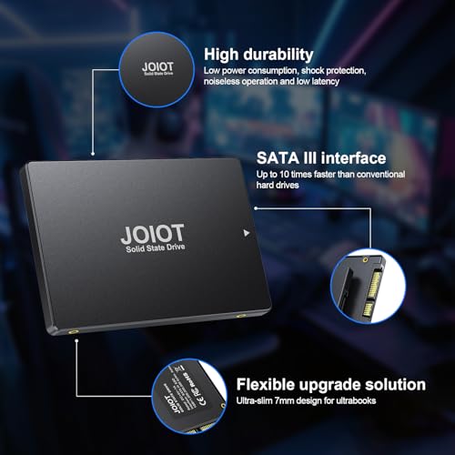 JOIOT Interne SSD 128 GB interne Festplatte, Bis 450 MB/s Lesen & 330 MB/s Schreiben, interne SSD 128 GB SATA III 2,5 Zoll Solid State Drive Interne kompatibel mit Laptop und Desktop-PC Schwarz