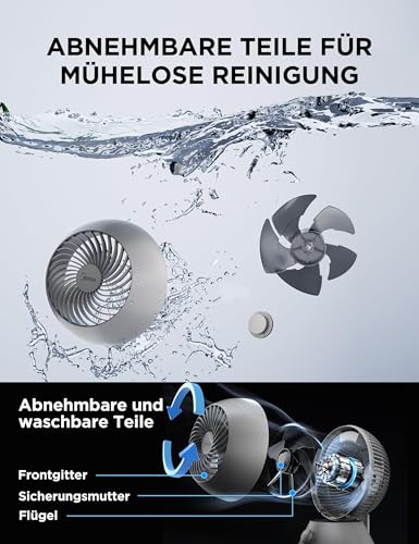 Midea MDF24JG Tischventilator, Turbosystem, 90 Grad Schwenk, 32cm, Weiß | Aerodynamisches Design, 90 Grad Horizontal & 90 Grad Vertikal, Leiser Betrieb, fuer Zuhause & Buero