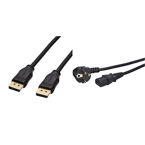 Amazon Basics - Netzkabel - 3 m, Schwarz & Verbindungskabel, DisplayPort auf DisplayPort, 3 m