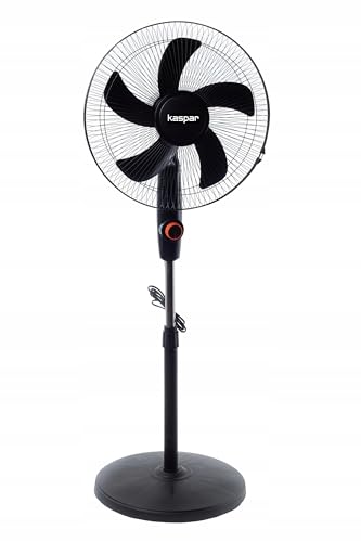 Kaspar Ventilator Standventilator mit 3 Windgeschwindigkeiten Oszillationsfunktion Schwenkfunktion 40 W 36 cm Durchmesser Runder Standfuß Schwarz