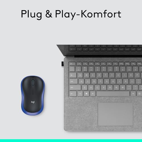 Logitech M185 Kabellose Maus, 2,4 GHz mit USB-Nano-Empfänger | 12 Monate Batterielaufzeit, 1000 DPI Optical Tracking, Für Links- und Rechtshänder, Kompatibel mit PC, Mac, Laptop - Blau