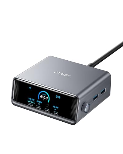 Anker Prime 250W USB C Ladegerät, Ultra-schnelle 6-Port GaN Ladestation