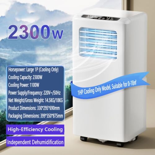 Tragbare Klimaanlage 12000 BTU, Smart AC Einheit mit Fernbedienung, kühlt bis zu 550 m², ideal für Home Office oder Schlafzimmer mit Fenster-Installationsset