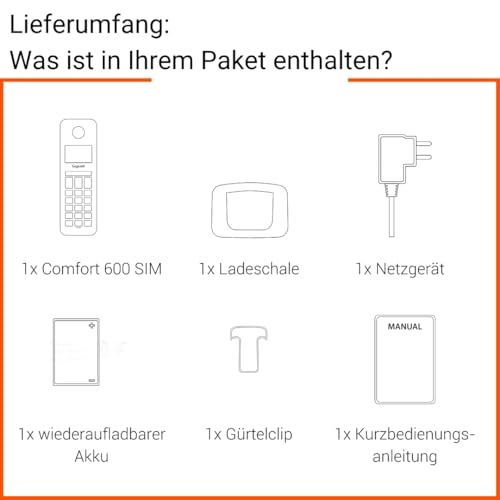 Gigaset Comfort 600 SIM 4G-Volte-Telefon, 4G-Technologie, Anthrazit | 2,4-Zoll-Display, Bluetooth, Hörgerätekompatibel, 500 Stecker, Made in Germany, [Kompatibel in DE, IT, FR, NL, BE, AT]