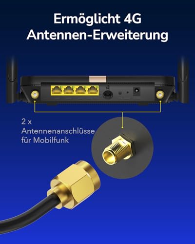 Cudy 4G LTE Cat 4 AC1200 WLAN-Router, abnehmbare Antennen, LT500D