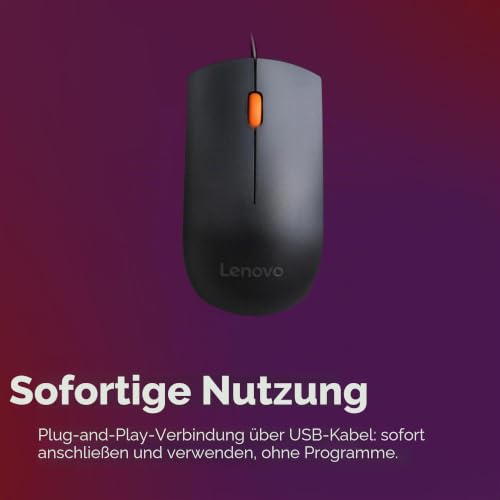 Lenovo GX30M39704 300 Maus (für 320 Touch-15, 320-14, 320-17, 520-22, 520-24, 520-27, 720-18, Legion Y520-15, V11) 0-15, Schwarz
