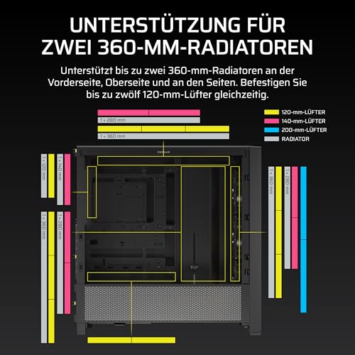 CORSAIR Frame 4000D RS ARGB Modulares Mid-Tower ATX PC-Gehäuse – Schwarz | Hoher Luftstrom, 3x Vorinstallierte RS ARGB-Lüfter, ASUS BTF, MSI Project Zero, Gigabyte Project Stealth
