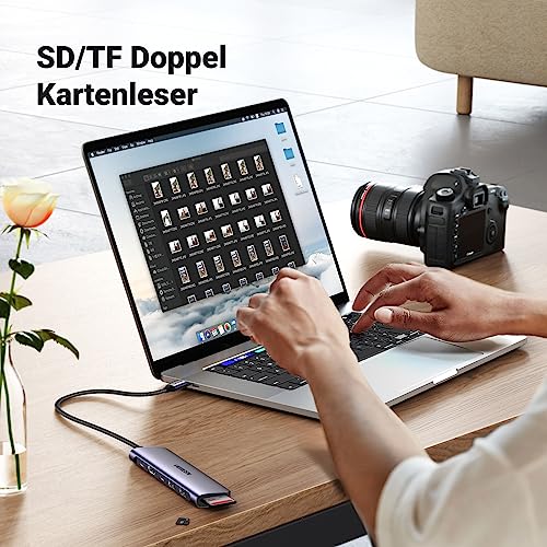UGREEN USB C Hub HDMI 4K, Multiport Adapter mit SD/TF Kartenleser | Revodok 1071 mit PD 100W, USB 3.0 Datenports, für iPhone 17/16, MacBook Neo, iPad, Surface Laptop, Galaxy S24, Steam Deck