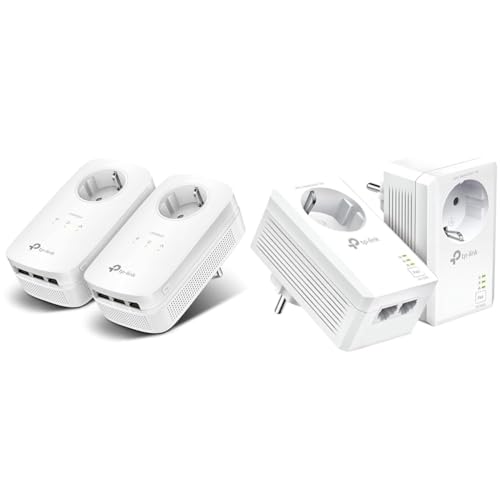 TP-Link Powerline Adapter Set TL-PA8030P KIT & Powerline Adapter Set TL-PA7027P KIT(mit Steckdose, 2X Gigabit-Port, Plug&Play, Kompatibel mit Allen HomePlug AV/AV2 Powerline Adaptern, ohne WLAN)