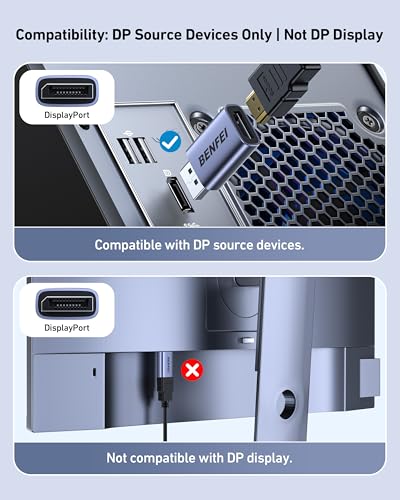 BENFEI 4K DisplayPort auf HDMI Adapter 2 Stück, Unidirektionaler DP 1.2 Computer auf HDMI 1.4 Monitor konverter Stecker auf Buchse–Kompatibel mit Laptop, PC, Monitor, TV, Grafikkarte AMD NVIDIA