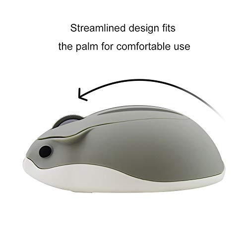 Justdfine Hamster Form Kabellose Maus Computer Maus 1200DPI niedlich Cartoon Leise Funkmaus für Kinder Tragbare Wireless Mouse für Links und Rechtshänder, PC/Laptop/Windows/Linux, Geschenk Grau