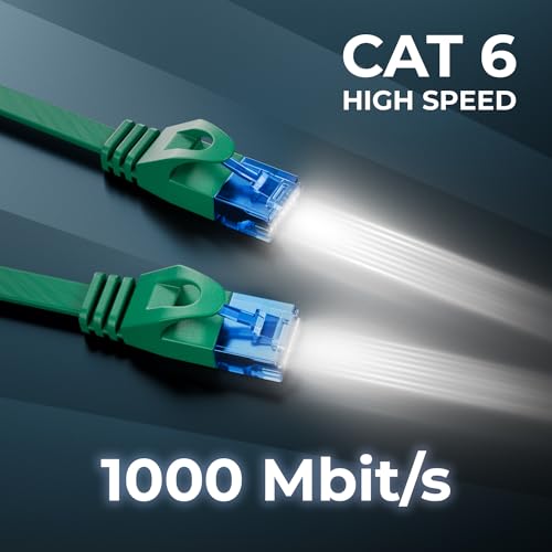 deleyCON 1m CAT6 Flaches Netzwerkkabel RJ45 1000 Mbit, 10 Stück - Bunt