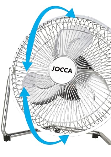 Jocca - Industrieller Bodenventilator 21 cm/3 Geschwindigkeiten verstellbar/Tischventilator 20 W/Ventilator mit 3 Metallflügeln/Mit Griff/Abmessungen 28,5 * 13 * 29,5 cm