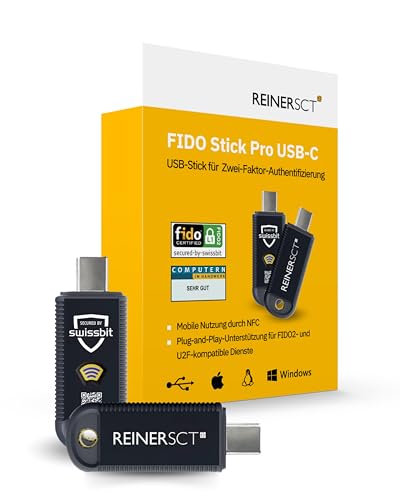 REINER SCT FIDO Stick Pro USB-C | Für FIDO2- und U2F-kompatible Dienste | Sicherheitsschlüssel für schnelle und unkomplizierte Zwei-Faktor-Authentisierung