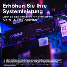 Crucial T500 SSD 1TB PCIe Gen4 NVMe M.2 Interne Festplatte