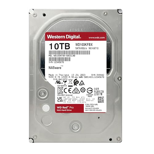 WD Red Pro 10TB NAS 3,5" Interne Festplatte – 7200 RPM Klasse, SATA 6Gb/s, CMR, 512MB Cache