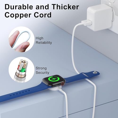 2 Pack Ladekabel für Apple Watch Ladegerät Aufgestockt USB Ladegerät iWatch Ladegerät Tragbare Ladestation für iWatch Ultra/Serie 6-11/SE/SE2/SE3/5/4/3/2/1-1M