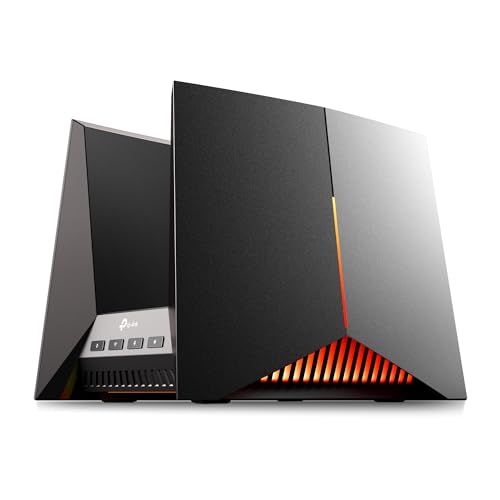 TP-Link Archer GE800 Gaming Router Tri-Band Wi-Fi 7, 2× 10 Gbps Anschlüsse, Dedizierter Gaming-Anschluss, Dediziertes Spiele-Panel, Exklusive Beschleunigung für Spiele, Spielorientiertes Design
