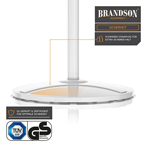 Brandson Standventilator mit Fernbedienung, 60 Watt, 3 Stufen, Timer, Weiß | Ventilator oszillierend 80°, höhenverstellbar 115 bis 134,5 cm, 3 Modi mit Nachtmodus, 3548 m³/h, Standlüfter, Schlafzimmer