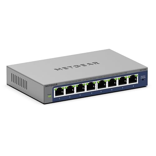 NETGEAR LAN Switch 8 Port, Managed Gigabit Netzwerk Switch GS108E