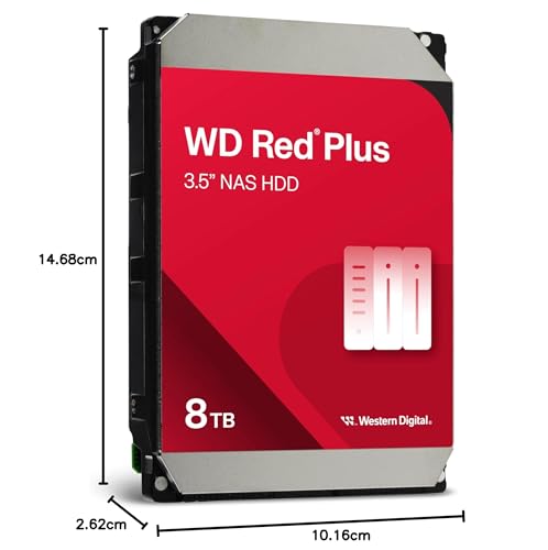 WD Red Plus 8 TB NAS Interne Festplatte 3,5 Zoll - 5640 U/Min, SATA 6Gb/s