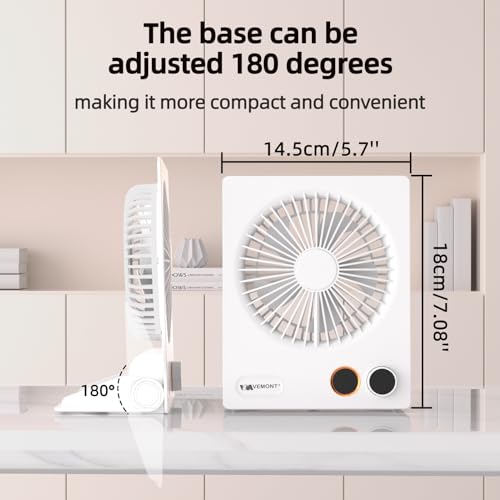 VEMONT Mini Tischventilator, USB Ventilator,5000mAh Akku-Ventilator