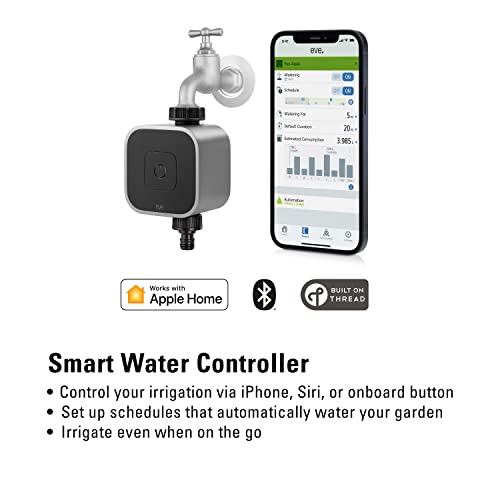 Eve Aqua - Smarte Bewässerungssteuerung per App oder Siri, automatisch bewässern & Weather - Connected Weather Station wit Apple HomeKit Technology for Tracking Temperature