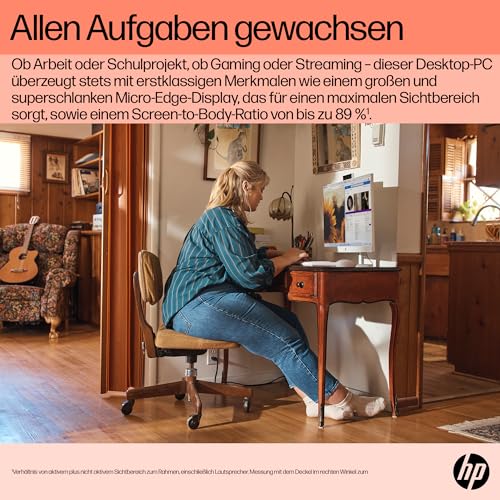 HP All-in-One-PC, 23,8" FHD-Touchscreen, AMD Ryzen 5 7520U, 16 GB DDR4 RAM, 512 GB SSD, AMD Radeon-Grafik, Windows 11 Home, QWERTZ, Weiß