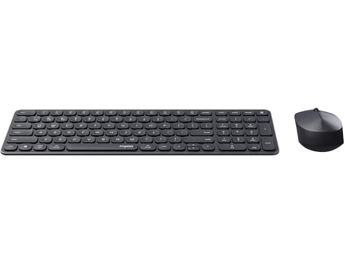 Rapoo 9310M Aluminium Tastatur Maus Set Kabellos - Bluetooth & 2,4 GHz | Multi Device bis 4 Geräte, kompaktes Gehäuse flach, QWERTZ Layout Deutsch, dunkelgrau