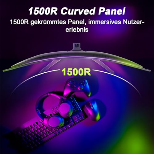 Amzfast Gaming Monitor 32 Zoll Curved – 240Hz, FHD 1920x1080, 1 ms MPRT, 1500R, Adaptive Sync, HDR, sRGB 125%, VESA 100x100, HDMI 2.0 & DP 1.4 (AMZG32C1F)