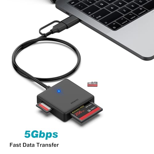 Speicherkartenleser, BENFEI 4 in 1 USB USB-C auf SD Micro SD MS CF Kartenleser Adapter