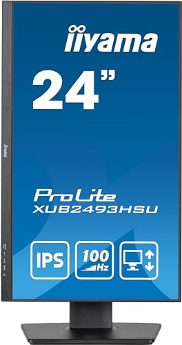 iiyama Prolite XUB2493HSU-B7 60,5cm 23,8" IPS LED-Monitor Full-HD 100Hz HDMI DP USB2.0 Höhenverstellung Pivot Adaptive Sync schwarz