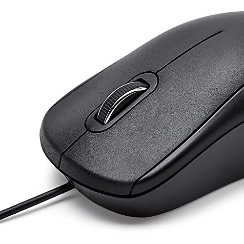 Amazon Basics leise USB-Maus mit 3 Tasten, kabelgebunden, Standard, Schwarz