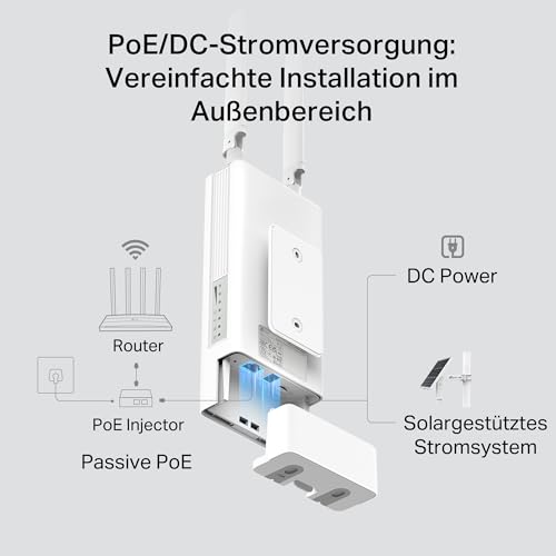 TP-Link TL-MR110-Outdoor 4G LTE Router, WLAN Router SIM Karte, 4G Cat 4 bis zu 150 Mbit/s, 2,4 GHz WLAN bis 300 Mbit/s, PoE/DC-Stromversorgung, IP65, Betriebstemperatur -30℃ bis +60℃