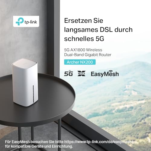 TP-Link Archer NX200 LTE WLAN Router, 5G Router SIM-Karte, AX1800 Dualband-WLAN 6, 3 x Gigabit-Ports, MU-MIMO, Web- und APP-Verwaltung, Plug-and-Play