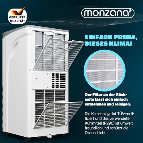MONZANA® lokale Klimaanlage MZKA1000 9000BTU 4in1 WiFi App 2700W Fernbedienung Abluftschlauch Schlafmodus mobil Klimagerät Luftkühler Air Conditioner