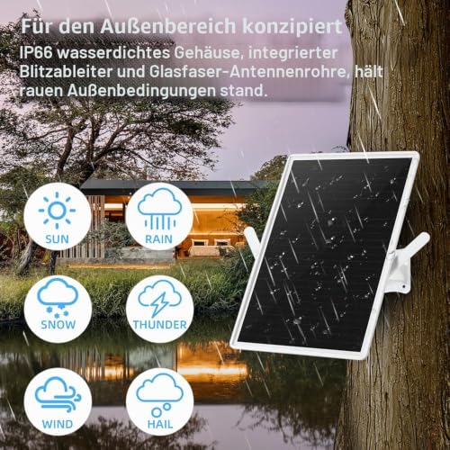 LCLCTEK® WiFi-Repeater, Solar, Akku, für den Außenbereich, kabellos, leistungsstark, WLAN-Verstärker, Abdeckung 100 m, Outdoor-Repeater, WiFi-Extender, 2,4 GHz, 300 Mbps, ideal für große Räume (15