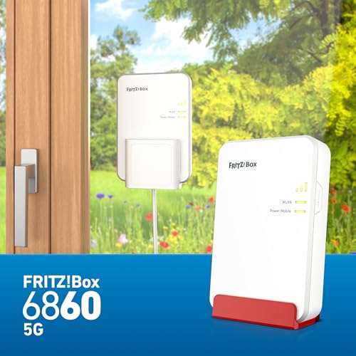 FRITZ!Box 6860 5G (Mobilfunk-Router mit bis zu 1.300 MBit/s in 5G/LTE, Wi-Fi 6 mit bis zu 3.000 MBit/s, Power over Ethernet (PoE+), staub- und spritzwassergeschütztes Gehäuse, internationale Version)