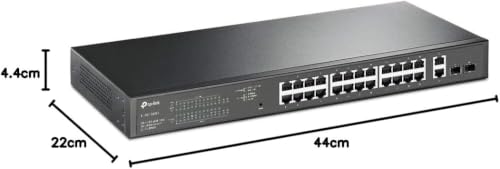 TP-Link TL-SG1428PE 28-Port Gigabit Easy Smart Switch mit 24 PoE+ Ports(2SFP Slots, 250 Watt, geschirmte RJ-45 Ports, einfache Konfiguration, ideal für kleine und mittlere Unternehmen) Schwarz