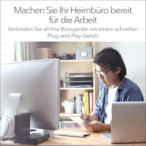 NETGEAR LAN Switch 5 Port, Unmanaged Gigabit Netzwerk Switch GS305 | Heimnetz-Hub, Plug-und-Play, Leiser Betrieb, Desktop/Wandmontage
