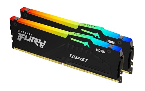 Kingston FURY Beast Schwarz RGB EXPO 32GB 6400MT/s DDR5 CL32 DIMM Desktop Gaming Speicher Kit mit 2 - KF564C32BBEAK2-32