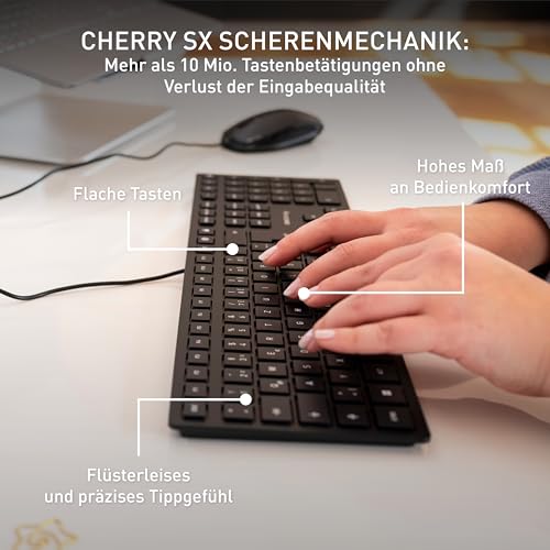 CHERRY KC 6000 Slim, Ultraflache Design-Tastatur, Deutsch QWERTZ, Schwarz
