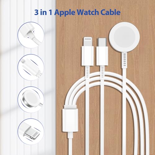 Apple Watch Ladekabel für iWatch und iPhone, 20W USB C Ladegerät mit 3 in 1 Kabel Original 2M für Apple Watch Series 9/8/7/6/SE/5/4/3/Ultra/iPhone 17/16/15/14/13/12/11/iPad