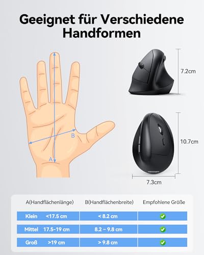 TECKNET Ergonomische Vertikale Kabellose Maus 4800 DPI Wireless Mouse