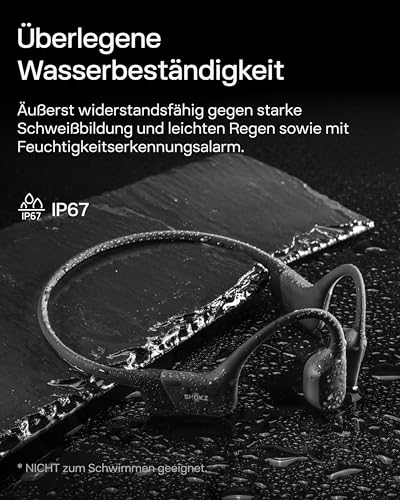 SHOKZ OpenRun Knochenschall Kopfhörer, IP67 Wasserdicht, Schwarz