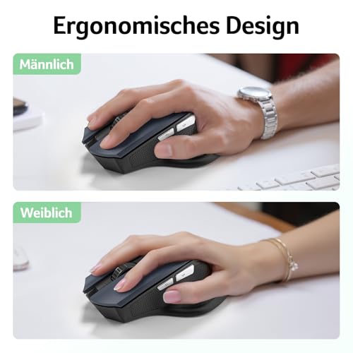 acer Maus Kabellos, 2.4GHz 1600 DPI Funkmaus, 3 Einstellbare DPI Wireless Mouse mit 6 Tasten, Batteriebetriebene Kabellose Maus für Laptop, PC und MacBook, Empfohlen für Rechtshänder