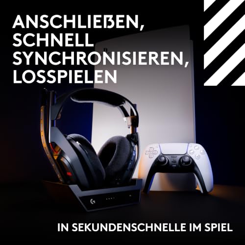 Logitech G Astro A50 Lightspeed, Kabelloses Gaming-Headset + Basisstation | 5. Generation, 3-System-Umschaltung, USB-C, Xbox, PS5, PC/Mac, Bluetooth, kabelloses Headset mit Mikrofon für PC