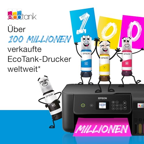 Epson EcoTank ET-2850 A4-Multifunktions-Wi-Fi-Tintentankdrucker, mit einem im Lieferumfang enthaltenen Vorrat an Tinten bis zu 3 Jahren